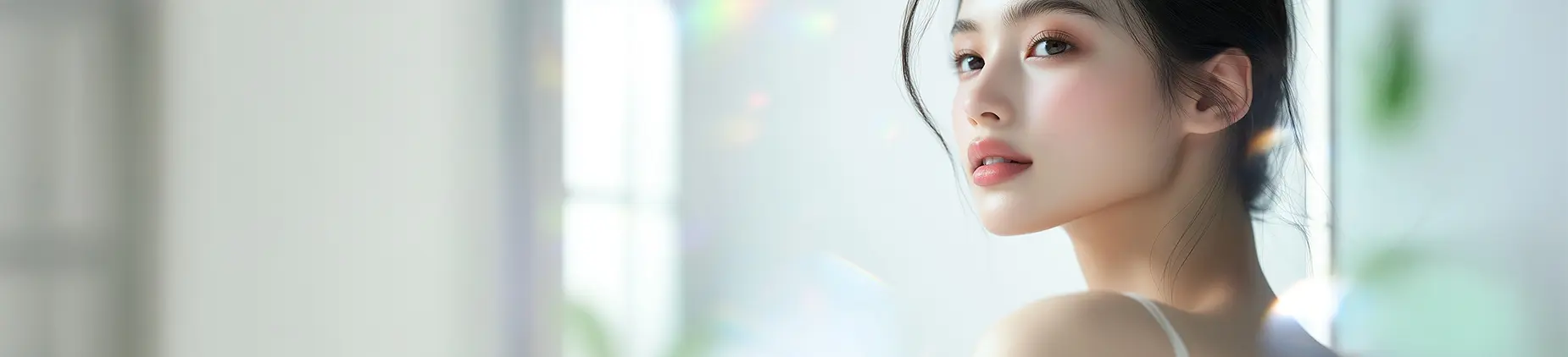 若い女性が振り向いている
