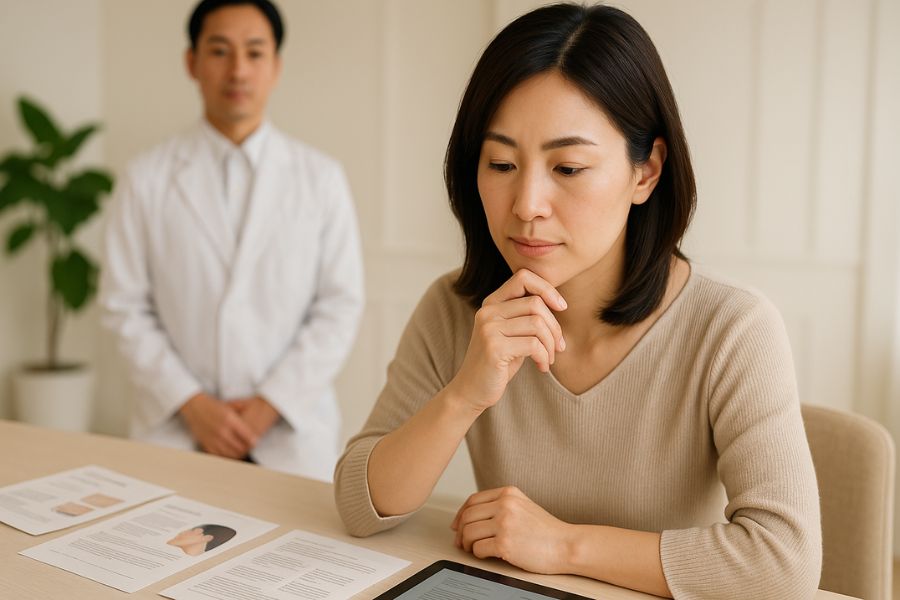 モフィウス8と他の施術の効果を比較検討する日本人女性