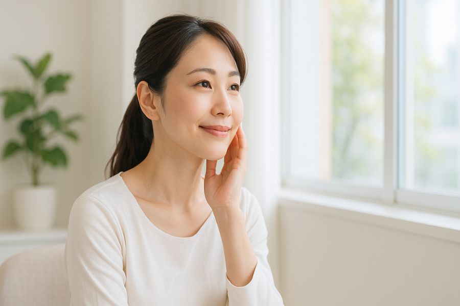 30代女性のリフトアップとたるみ予防を相談する美容クリニックのカウンセリング風景