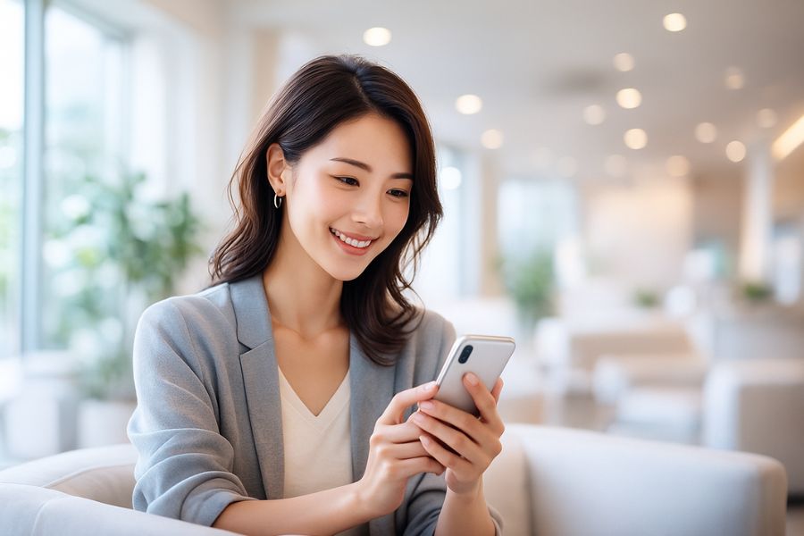 目の下のクマに関するよくある質問を確認する女性