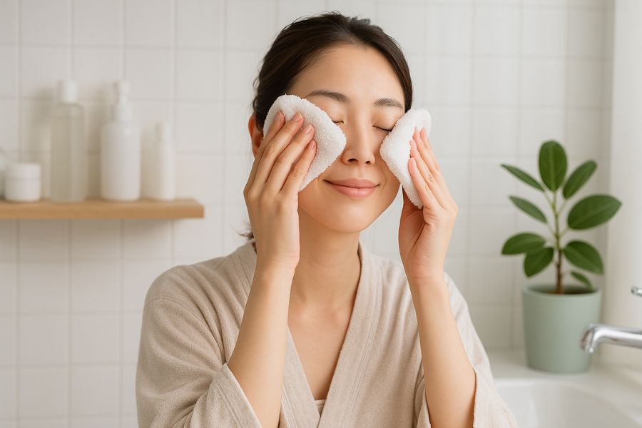 ホットタオルで目元をケアするセルフケア方法のイメージ