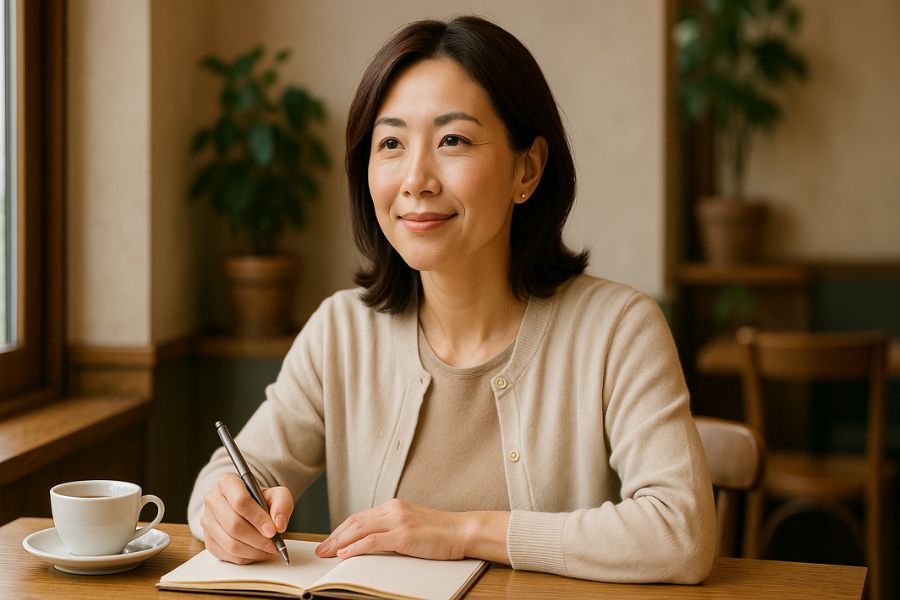 クマ取り治療を受ける前の準備事項を確認する女性