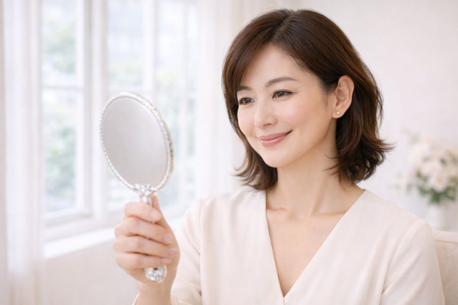 切開リフトの効果に期待を寄せる笑顔の女性