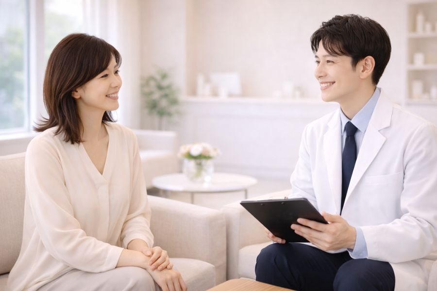 切開リフトについてよくある質問に答える医師と患者