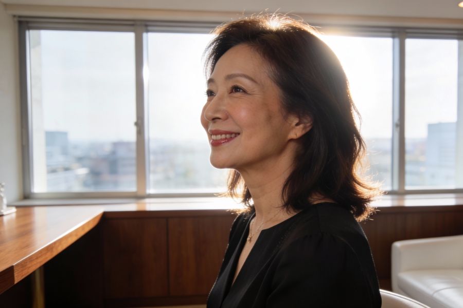 根本的なたるみ改善を実現した引き締まったフェイスラインの女性