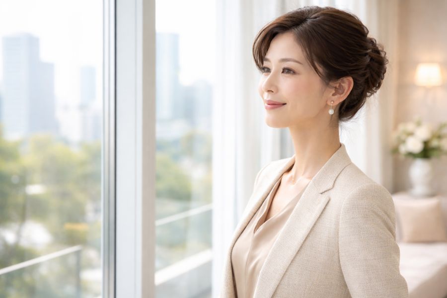 切開リフト（フェイスリフト）の効果を実感する女性