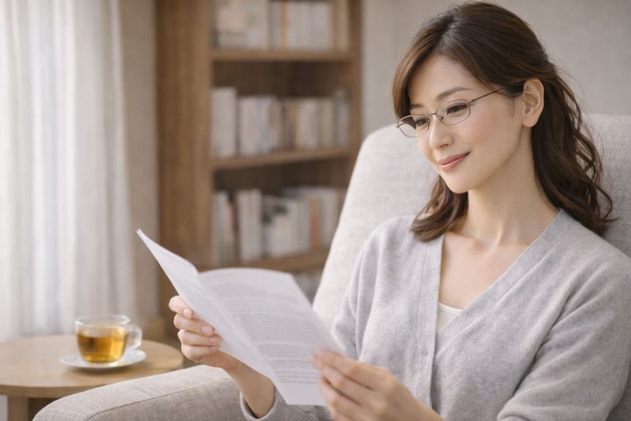 リフトアップ施術の注意事項を確認する女性