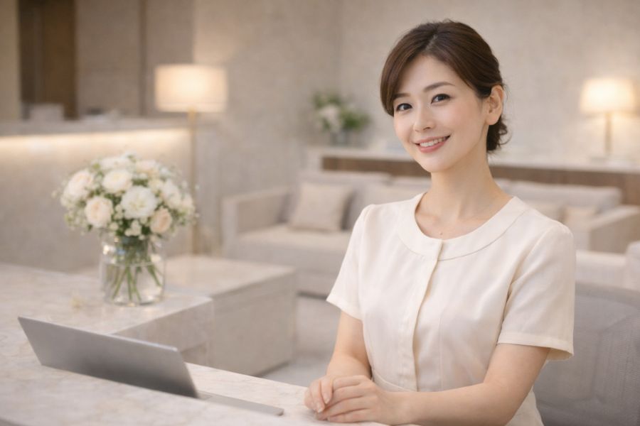 福岡天神美容クリニックの清潔感のある受付