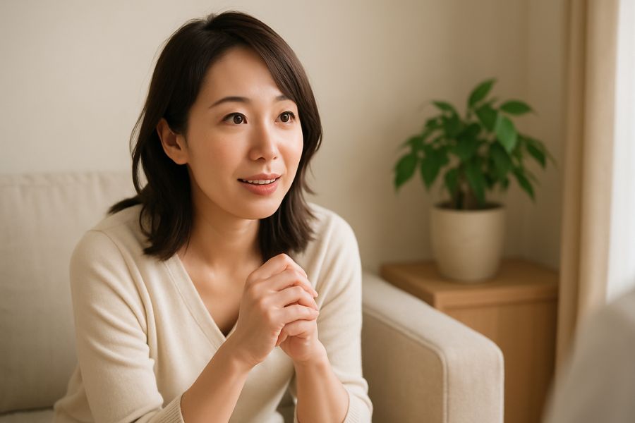 糸リフトの痛みやダウンタイムについて質問する女性