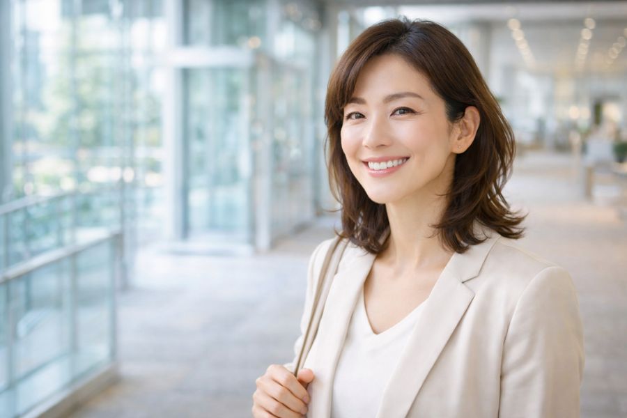 ヒアルロン酸注射のメリットを実感し自信に満ちた笑顔のビジネス女性