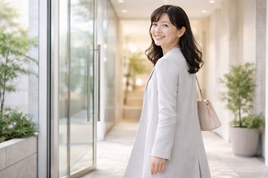 PRP治療のカウンセリングに向けて一歩を踏み出す女性