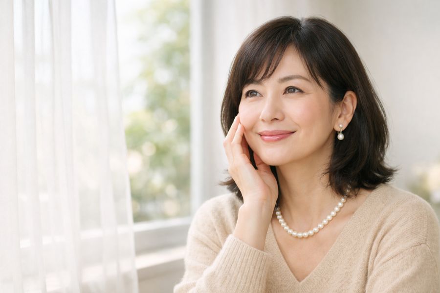 顔のたるみ改善を検討する40代女性のイメージ