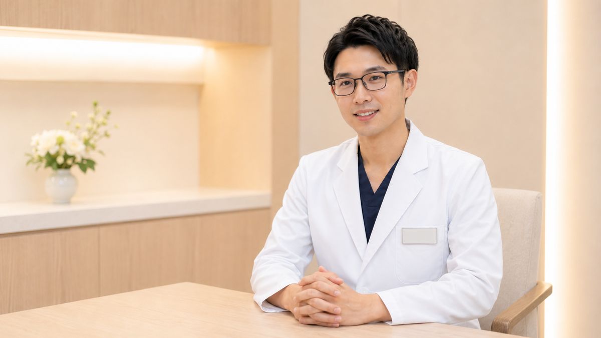 切開リフトのリスクと副作用を丁寧に説明する男性医師