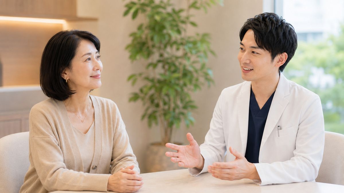 切開リフトのカウンセリングを受ける女性と男性医師