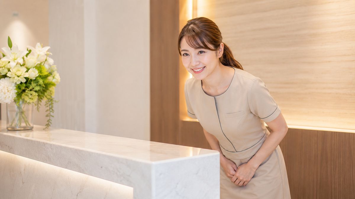 福岡天神美容クリニックの受付で迎えるスタッフ