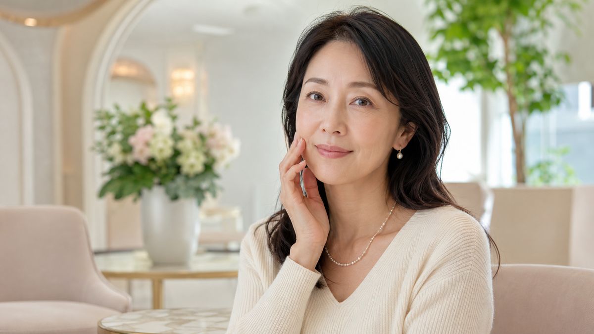 口横のたるみの改善を前向きに考える40代の女性