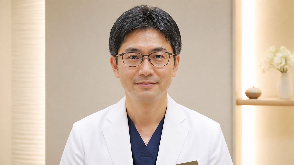 診察室の椅子に座る眼鏡をかけた白衣の男性医師