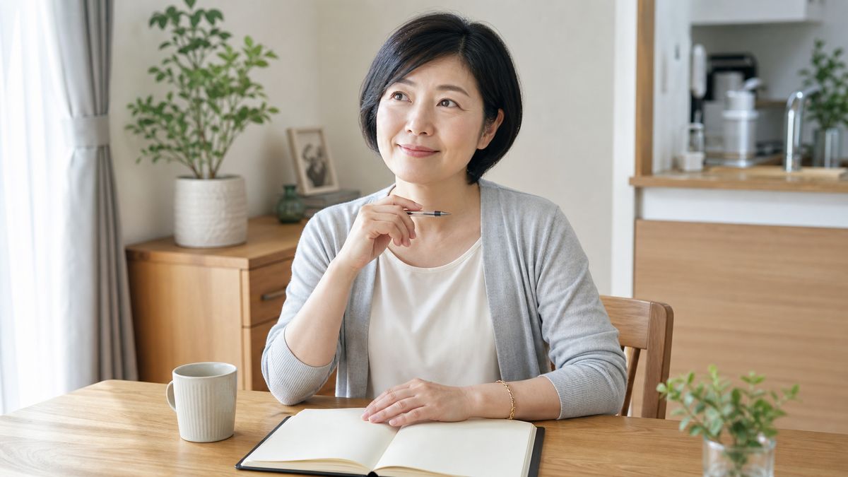 切開リフト後の生活再開の予定を手帳で確認する女性