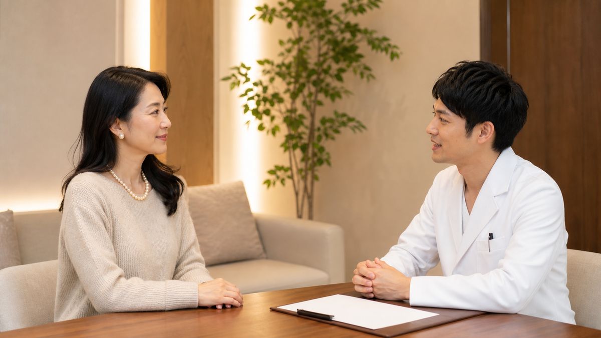 FTB式SMASフェイスリフトの術後管理について相談する女性と医師